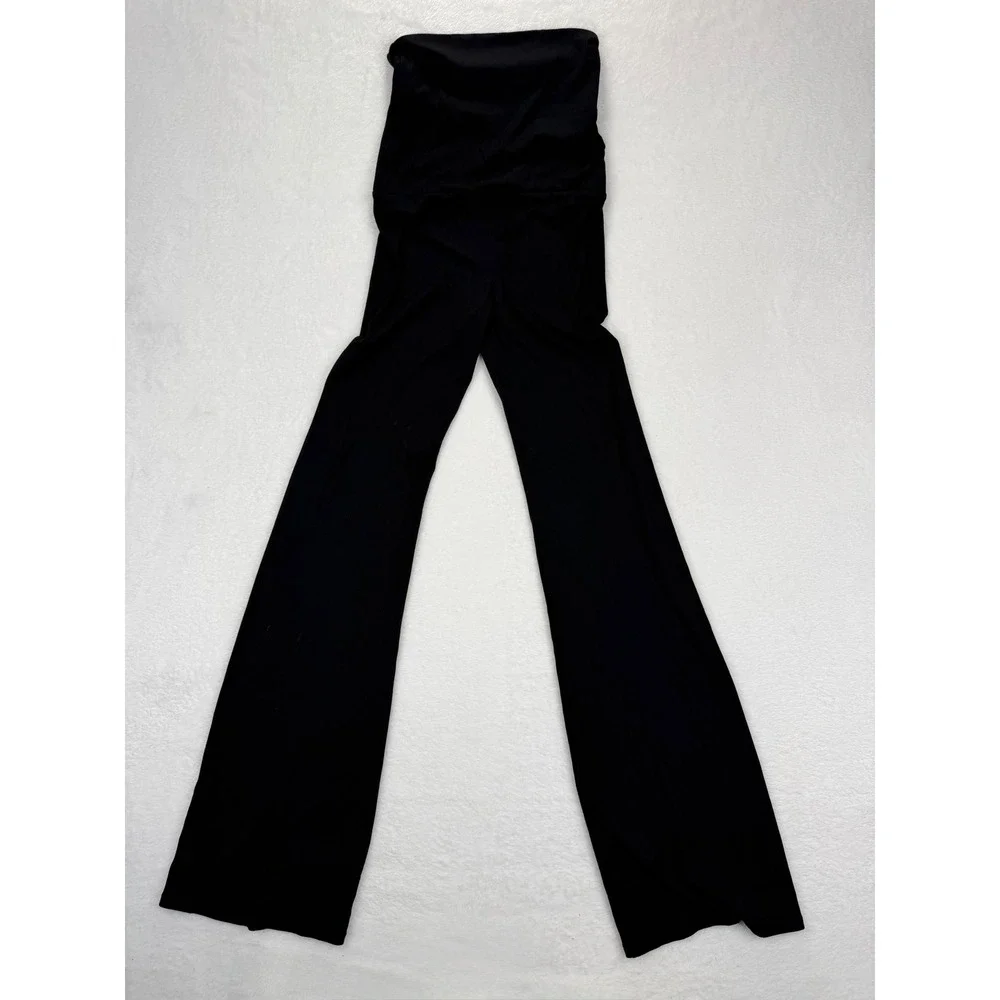 SKIMS Soft Lounge Fold Over Pant Onyx Black Ribbed Flare AN-P-LPT-1171 XS NEW